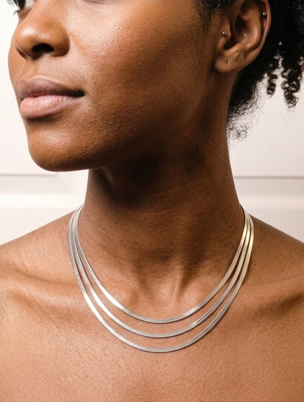 Elegant Triple-Layer Silver Necklace - Women